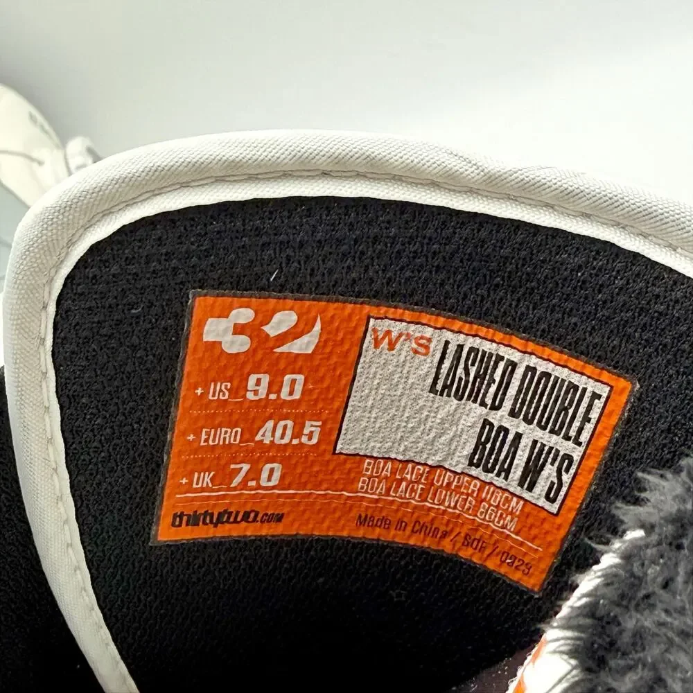 ThirtyTwo Womens Lashed Double Boa Snowboard Boot US 9 White Grey NWOB